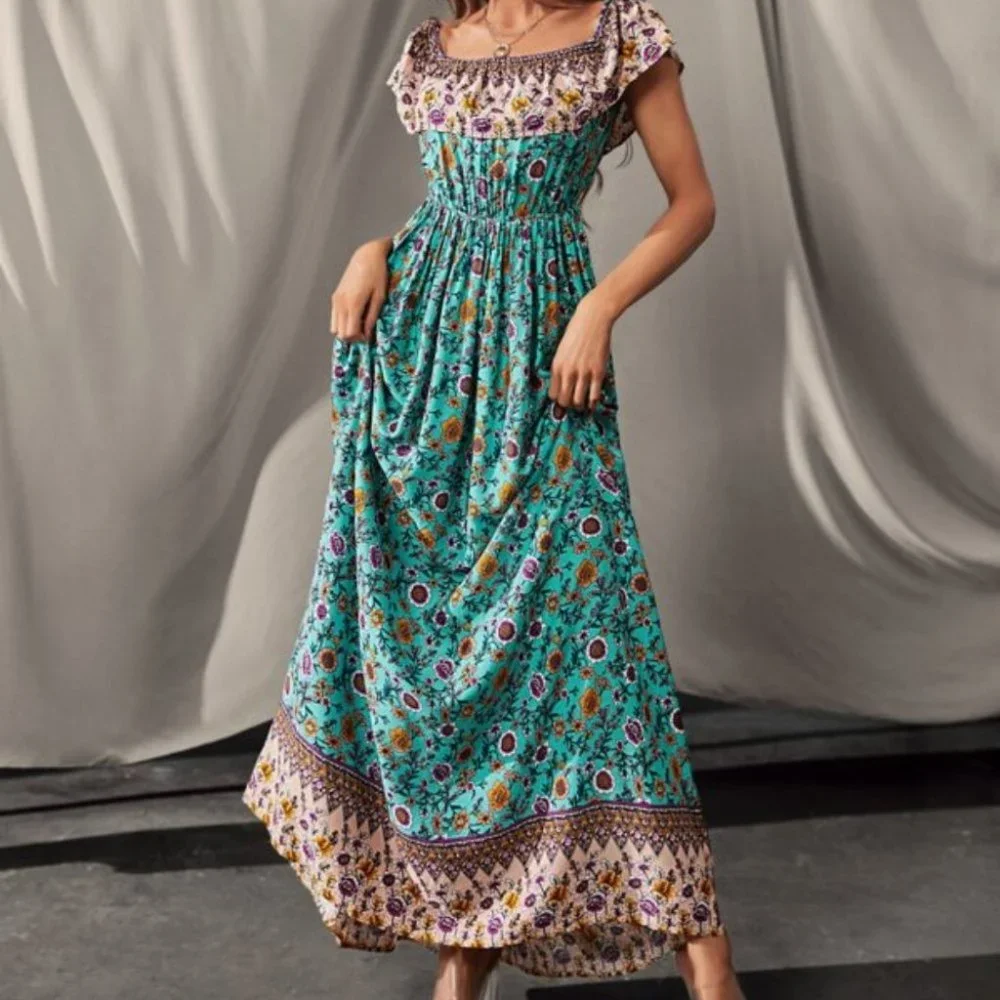 Off the shoulder Floral Maxi Dress - Picture 1 of 7